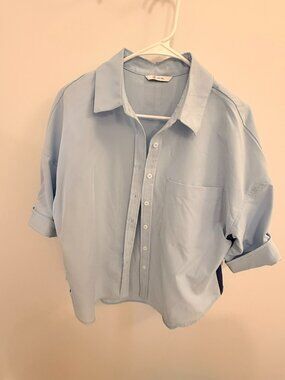 Cest Moi Light Blue Oversized Button Front Shirt Size Small